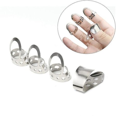 Korkealaatuiset 4 kpl Tone Deaf Music -metalliset sormipickit, säädettävät fingerstyle-pickit, akustisen kitaran banjo-pick, soitinosien