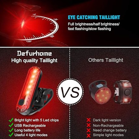 2-pack LED baklyktor för cykel, extra ljusa och USB-uppladdningsbara