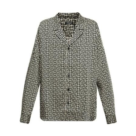 Balmain Shirt with monogram , Beige , Heren , Maat: M