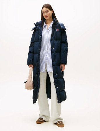 Tommy Jeans Tjw Alaska Grid Dwn Mxi Coat Ext - Navy - XL