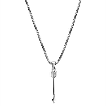 Atlas | Silver-tone Steel Arrow Pendant Necklace for Men - Steel necklaces