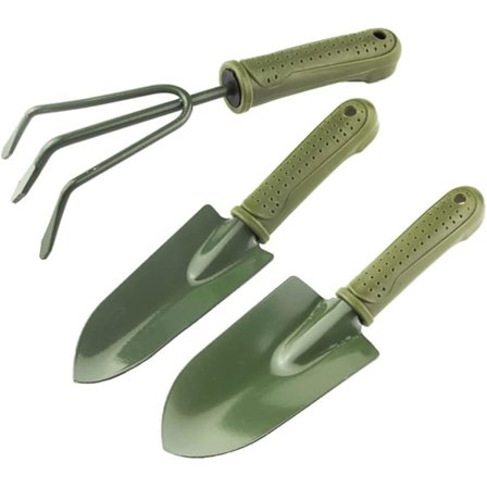 3 st mini trädgårdsverktyg set, metall trädgårdshandverktyg med plast