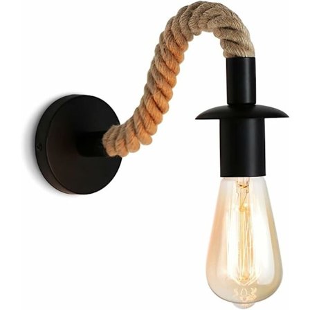 Vintage hamprep industriell vägglampa e27 220v för loft hall sovrum