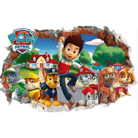 Paw Patrol 3D vægklistermærke Drenge Piger Værelse Paw Patrol 3D Brudt
