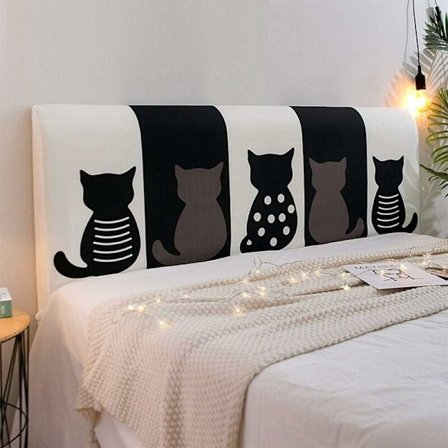 Kattetryk elastisk støvtæt sengegavl betræk sort 180cm