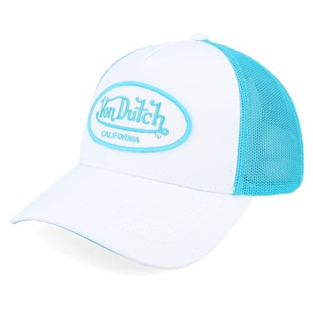 Von Dutch - Vit trucker Keps - Oval Patch Light Blue/White Trucker @ Hatstore