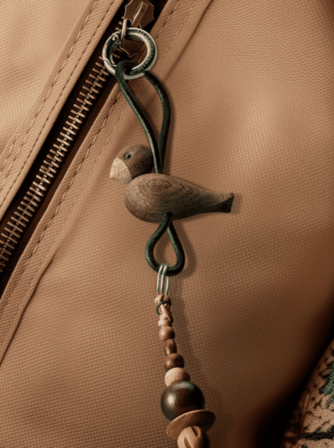 Kay Bojesen Nøkkelring Fugl sort/røkt eik