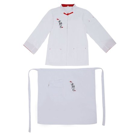 2st Vintage Unisex Kockuniform Set Kockjacka Långärmad Kockrock med Förkläde (Vit L)