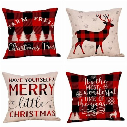 4 kappaletta joulu tyynyliina joulu koristeellinen tyynynpäällinen pellava puuvilla 18X18 tuumaa