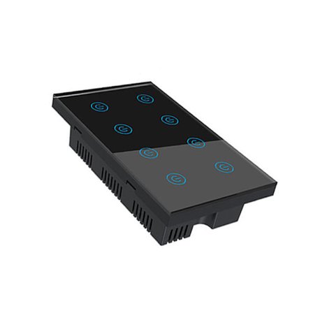 Smart Wifi Touch Switch - 8 Gangs - DS-1431WN - Svart