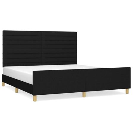 Vidaxl Sängram Med Huvudgavel Svart 180x200 Cm Tyg Svart
