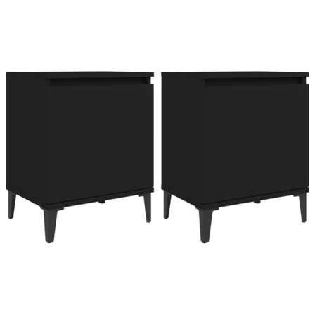 Vidaxl Sängbord Med Metallben 2 St Svart 40x30x50 Cm Svart