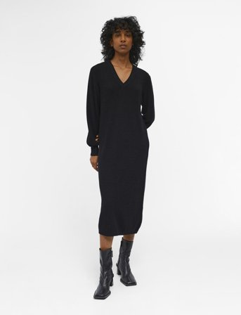 Object Objmalena L/S Knit Dress Noos - Black - M