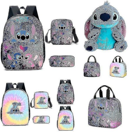 Lilo Stitch Stitch Ryggsekk Skoleveske Tredelt sett A