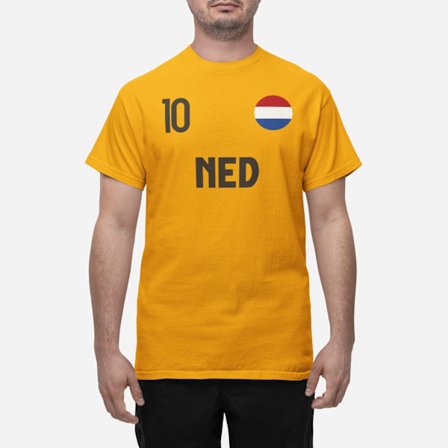 Nederländerna landslag t-shirt i orange NED & 10 fotboll euro24