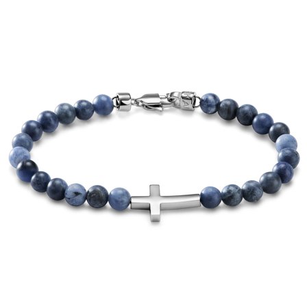 Unity | 6 mm Lapis Lazuli Cross Bracelet for Men - Beaded bracelets