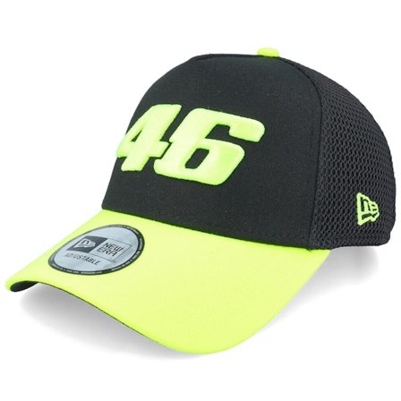 New Era - Motor Zwart trucker Cap - VR46 Vale Black/Neon Yellow A-frame Adjustable @ Hatstore