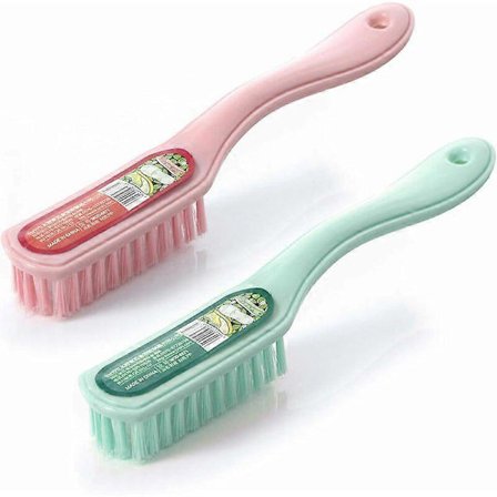 Klesbørste, rengjøringsbørste med langt skaft, 2-pakning plast myke klesbørster [DB]