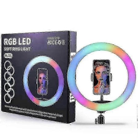 10 RGB LED Selfie-lampa med justerbart stativ för telefon