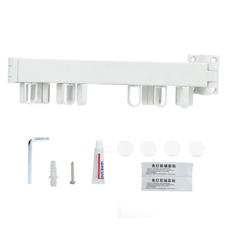 Veggmontert Tørkestativ Innebygd Plassbesparende Roterende Ring Enkel Klesstativ for Balkong Vaskerom Hvit Trevikt