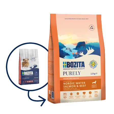Bozita Hund - Purely Adult Small Laks & Oksekjøtt 2,5 kg - Hund - Hundefôr & hundemat - Tørrfôr for hund - ZOO.no