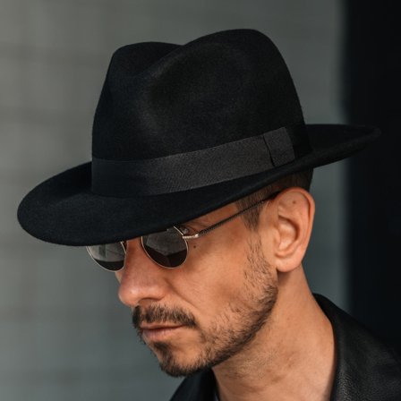 Alessandria Black Wool Fido Fedora for Men - Fedora hats