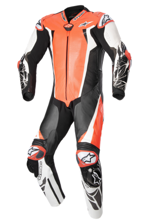Tuta in Pelle Alpinestars Racing Absolute V2 Rosso Fluo/Bianco/Nero 46