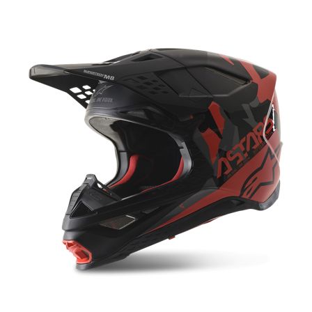 Casco Cross Alpinestars Supertech S-M8 Echo Nero-Grigio-Rosso S 55-56cm
