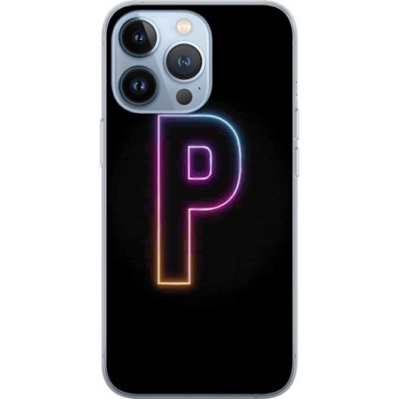 Yhteensopiva Puhelinkuori Apple Apple iPhone 13 Pro Minimaalinen neonkirjain P värin asteittaisella muutoksella ja valotehosteella mustaa taustaa vas