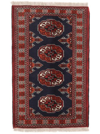 Orientalisk Turkaman Matta 62X96 Svart/Mörkröd Ull, Persien
