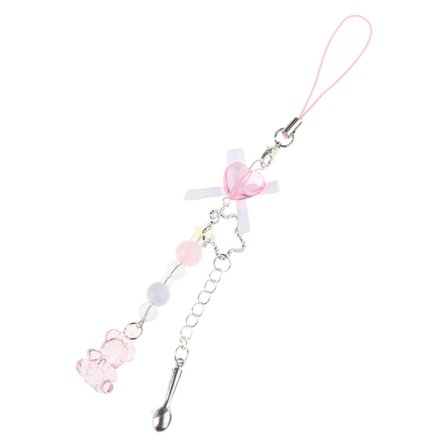 Handgjord Pärlstavad Telefonkedja Stilfull Rosett Mobiltelefon Berlock Nyckelring Hänge