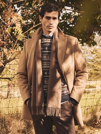 John Henric Men's Kamelfarbener Mantel Size 46