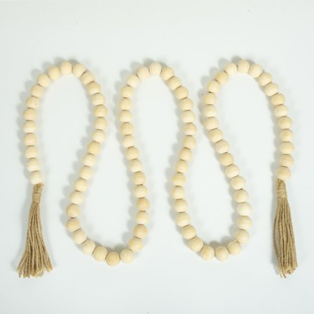 Puiset helmihelmet boho-seinäkoriste, moderni maalaistalon sisustushelmet tupsuilla