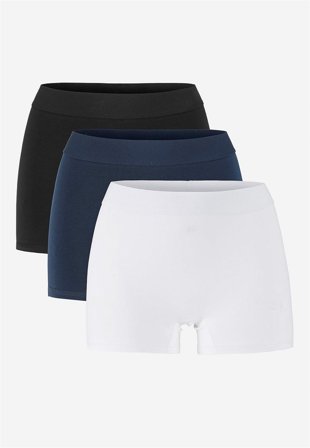 Cellbes of Sweden - Boxertrosa i bomullsmix Alice 3-pack - svart + marin + vit - för damer - 42/44