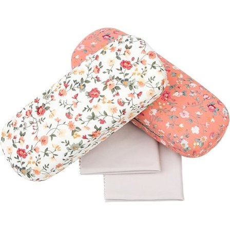 2 stk. Floral Hard Cover Brilleetui i Stof til Mænd og Kvinder Myopi Brilleetui (Pink Hvid)