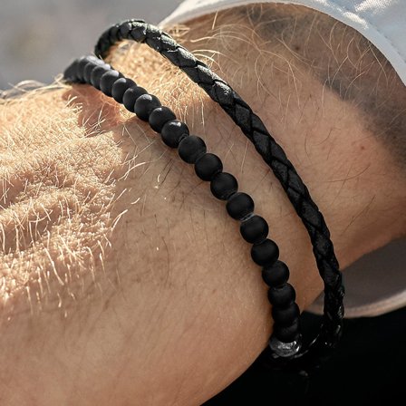 Pulsera negra 925 William para hombres - Pulseras con piedras