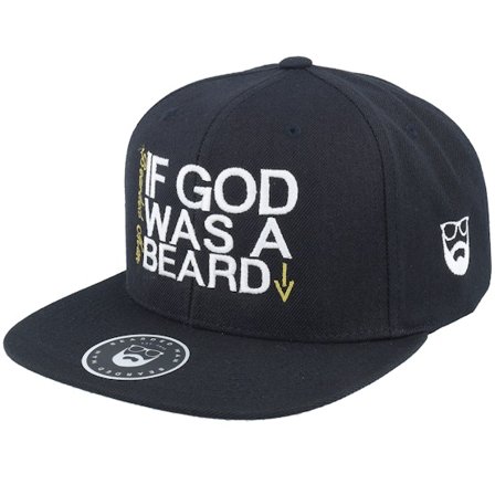 Bearded Man - Sort snapback Kasket - If God Black/White Snapback @ Hatstore
