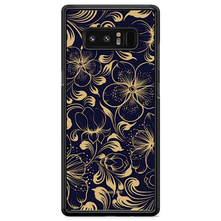 Bjornberry Skal Samsung Galaxy Note 8 - Mörkblå Blommor