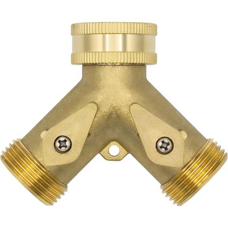 10964 2-vejs Y-fordeler, 3/4" han, messing, med afspærringsventiler