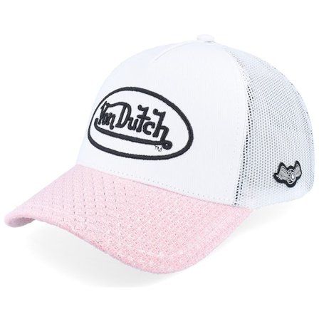 Von Dutch - White trucker Lippis - Oval Patch Pink Trucker @ Hatstore