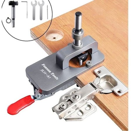 35mm hengsel jig, dørskap hengsel jig, skjult hengsel jig, hullstempel, boreguide lokalisator for DIY trebearbeiding,