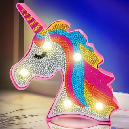 Diamantmaling Lampe for Barn LED / Diamantmaling - Unicorn