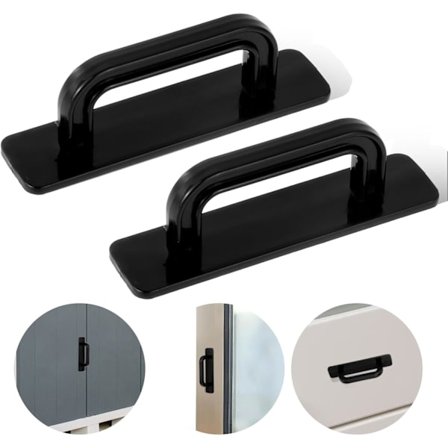 2 st Självhäftande Balkongdörrhandtag, 100 mm Självhäftande Möbelhandtag, Svart Fönsterhandtag, Möbelhandtag utan