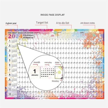 3 kpl Kalenteri 2024 - Sein kalenteri 2024, 365 P iv n Posterikalenteri Taitettava Kouluun, Kotiin, Toimistoon 29,2x20,7 tuumaa (FMY)