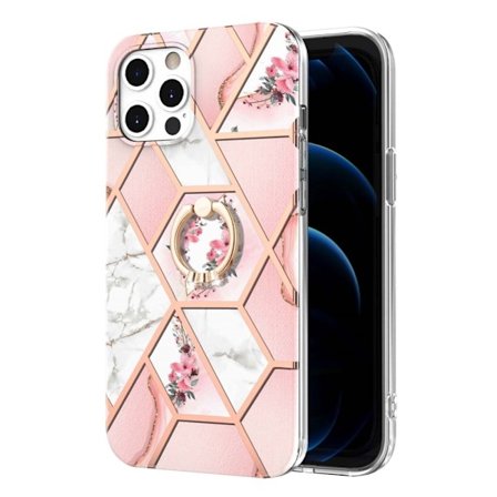 Marmormotiv iPhone 12 Pro Max skal - Rosa Blommor