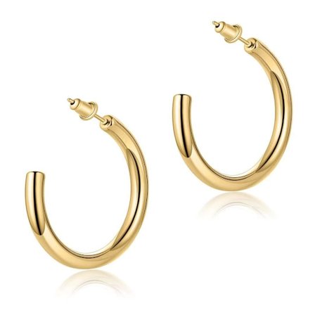 Guld Färgade Lätta Chunky Öppna Hoops 30mm