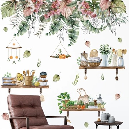 Nordic Plants PVC Wall Stickers for Bedroom Living Room Kithchen Wall Decor Removable Vinyl Wall Decals Home Decor Wallpapers
