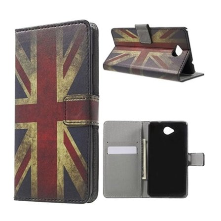 Moberg Læder-etui med stå-funktion og kortholder til Microsoft Lumia 650 - Gammeldags britisk flag