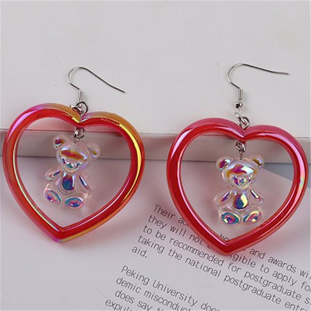 Björnpendlar i form av snygga, glänsande örhängen Smycken RÖD