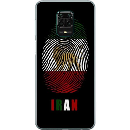 Yhteensopiva Puhelinkuori Xiaomi Redmi Note 9 Pro Sormenjälkien muoto kuten Iranin lippu, jossa leijonamotivit mustalla dramaattisella taustalla